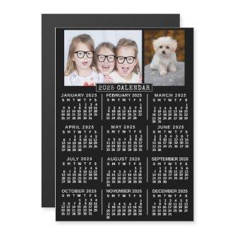 2025 Calendar Year Black | Custom 2 Photo Template Magnetic Invitation