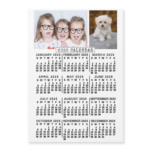 2025 Calendar Year White | Photo Template Magnet