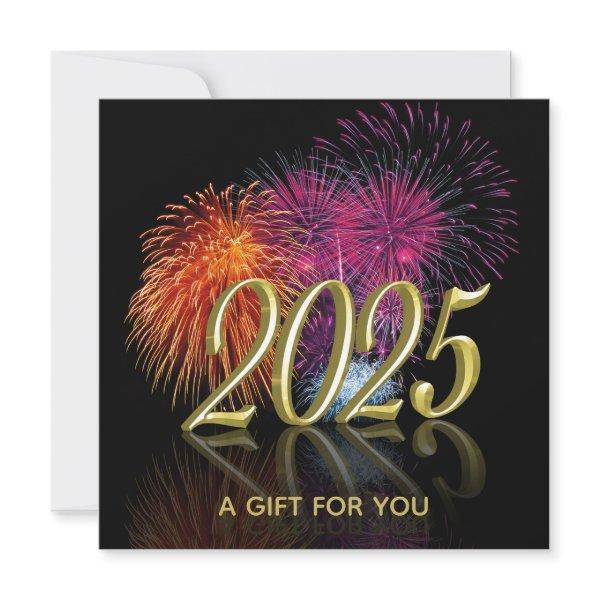 2025 Fireworks Gold Happy New Year