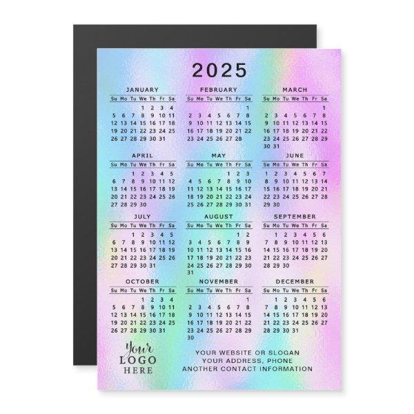 2025 Magnetic Calendar Holographic Ombre Girly