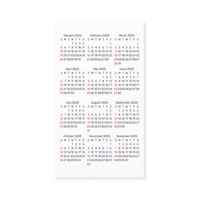 2025 Wallet Size Calendar SUNDAY Start