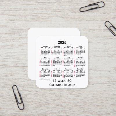 2025 White 52 Week ISO Calendar by Janz Square