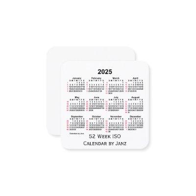 2025 White 52 Week ISO Calendar by Janz Square