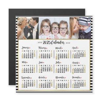 2025 Year Calendar Preppy Stripes | Custom Photos Magnetic Invitation