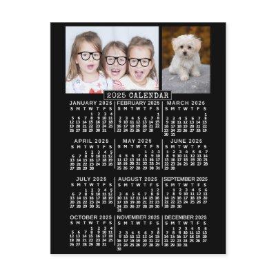 2025 Year Monthly Calendar Black | Photo Template Postcard