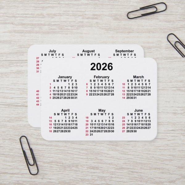 2026 White 52 Week ISO Calendar by Janz