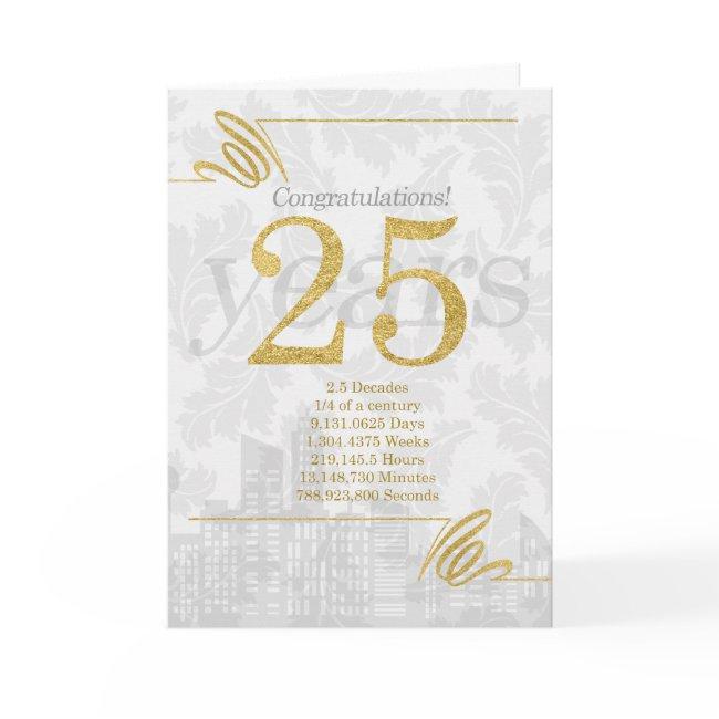 25 Year Employee Anniversary Professional Card