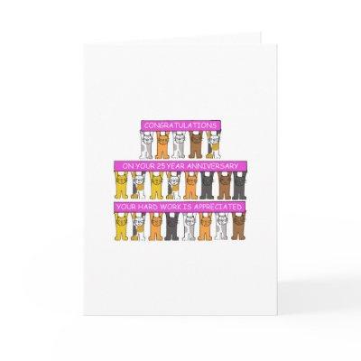 25 Year Work Anniversary Congratulations Cute Cats Card