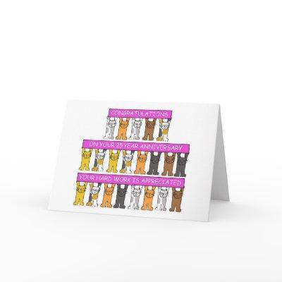 25 Year Work Anniversary Congratulations Cute Cats Card