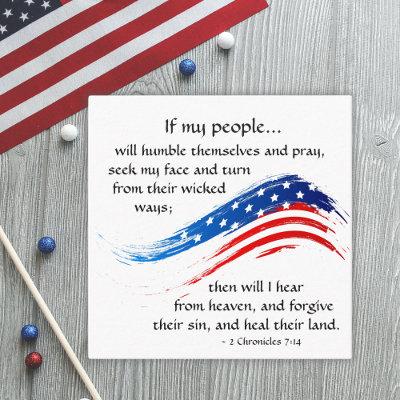 2 Chronicles 7:14 Bible American Flag Christian Square