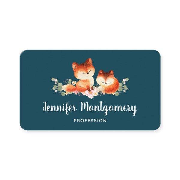 2 Cute Little Red Foxes Watercolor Design