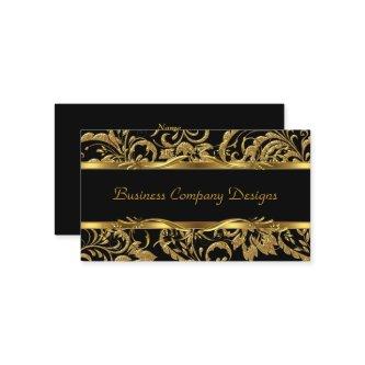 2 Elegant Classy Gold Black Damask Embossed Look
