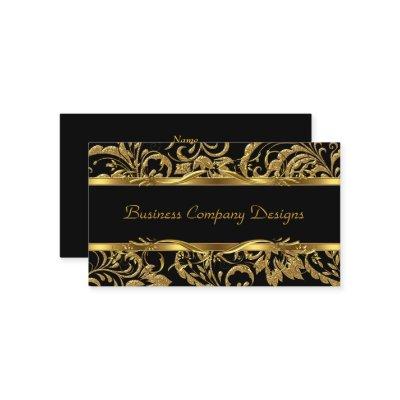 2 Elegant Classy Gold Black Damask Embossed Look