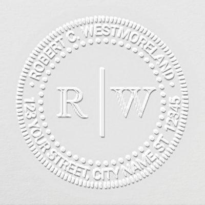 2 Initial Monogram #2 Vertical Spacer Name Address Embosser