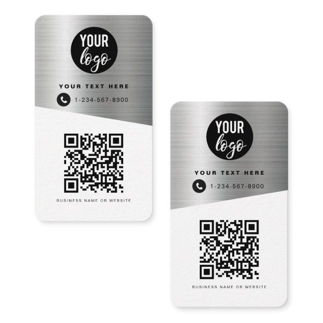 2 QR Codes 2 Business Logos & 2 Contacts Silver