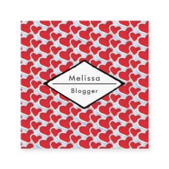 2 Red Hearts Joined Together Repeating Pattern Square