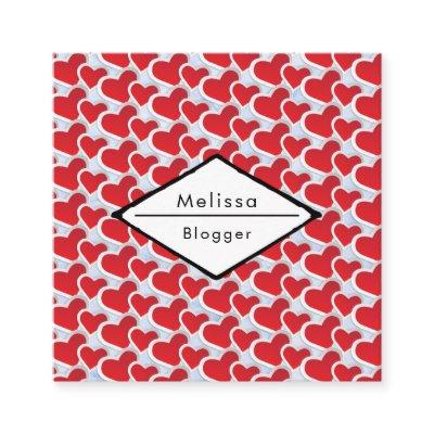 2 Red Hearts Joined Together Repeating Pattern Square