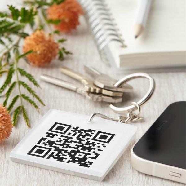 2 Sided Logo & QR Code Business Branded Square Keychain