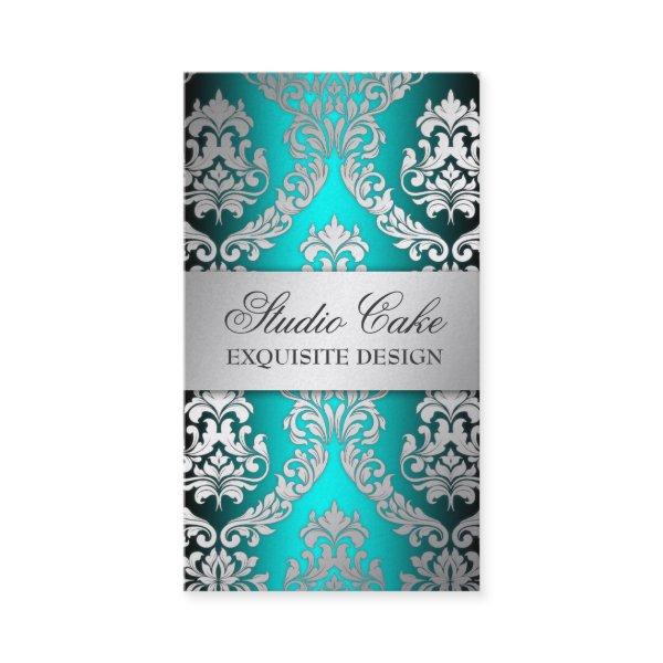 311 Alonnah Damask Island Aqua Green Metallic