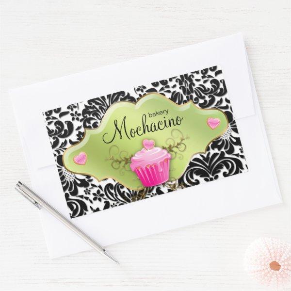 311 Bakery  Cupcake Swirls Lime Rectangular Sticker