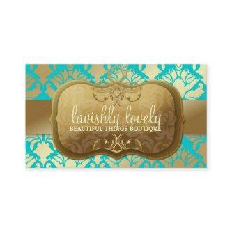 311 Lavish Golden Damask Shimmer Turquoise