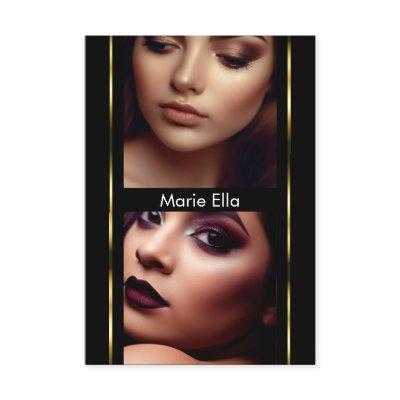 3.5" x 5" Black Gold Glam Comp Card Photo Template