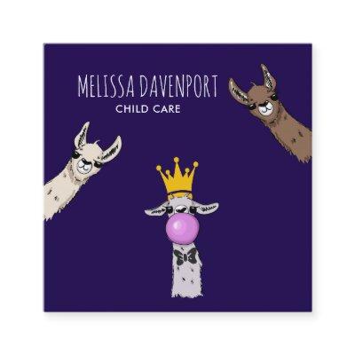 3 Cute Llama Faces Illustration Square