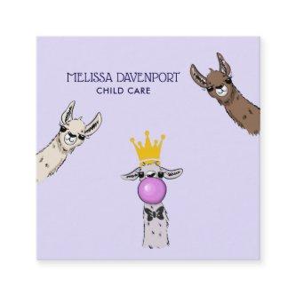 3 Cute Llama Faces Illustration Square