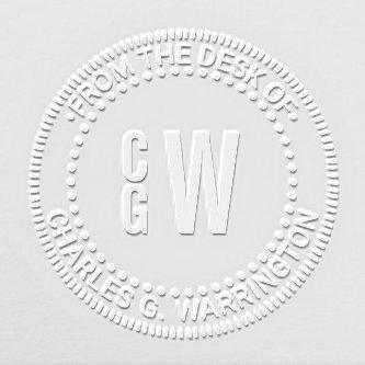 3 Initial Letter Monogram Bx From the Desk of Name Embosser