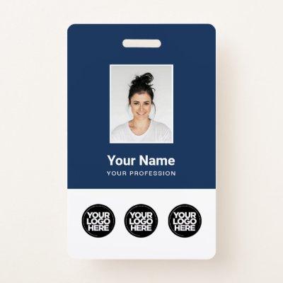 3 Multiple Logos Employee Photo, Bar Code , Name Badge