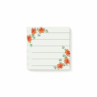 3 Orange Flowers Note