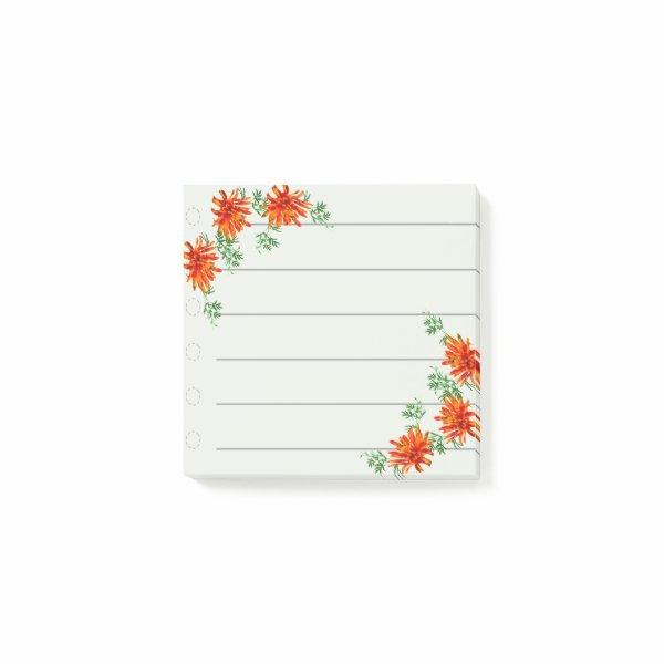 3 Orange Flowers Note