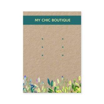 3 pairs Stud Earring Display Kraft Floral Teal