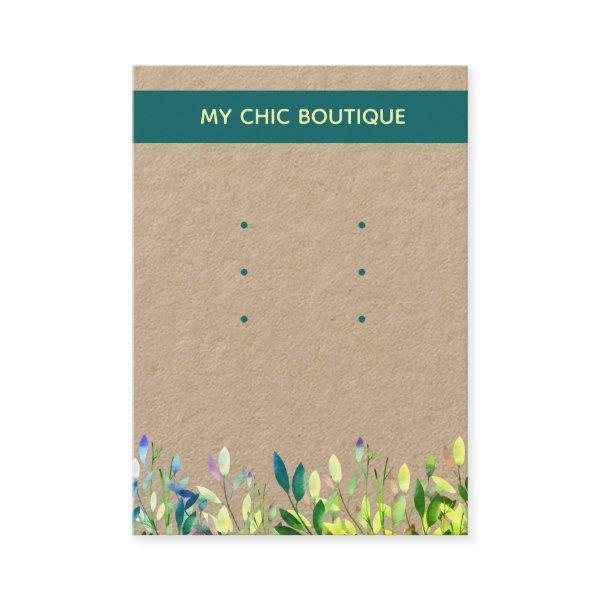 3 pairs Stud Earring Display Kraft Floral Teal