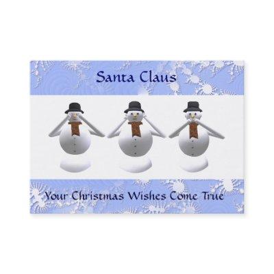 3 Snowmen Christmas  & 2011 Calendar