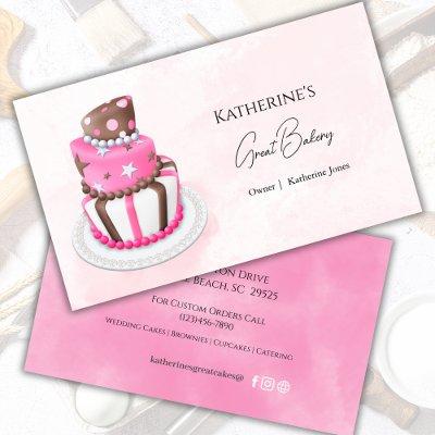 3 Tier Pink Modern Cake Bakery Business