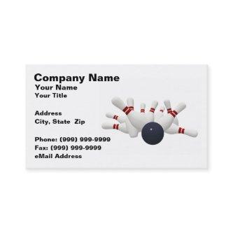 3D Bowling Ball Striking Pins (on White BG)