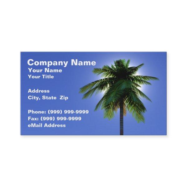 3D Palm Tree with Sun Against Clear Blue Sky