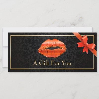 3D Red Lips Beauty Salon Floral Gift Certificate