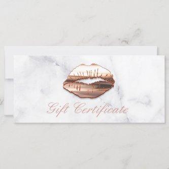 3D Rose Gold Lips Beauty Salon Gift Certificate
