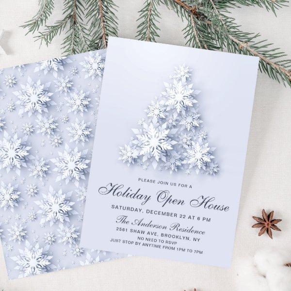 3D Snowflakes Christmas Tree Holiday Open House Invitation