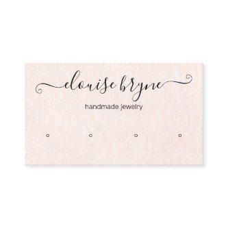 4 Four Hole Earring Pink Linen Script Display