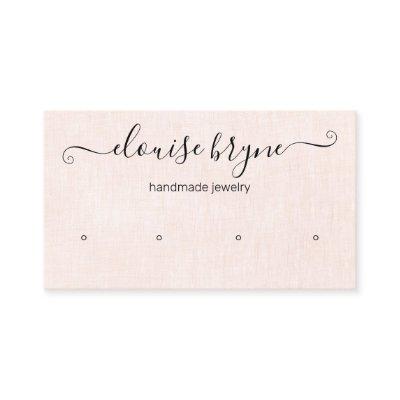 4 Four Hole Earring Pink Linen Script Display