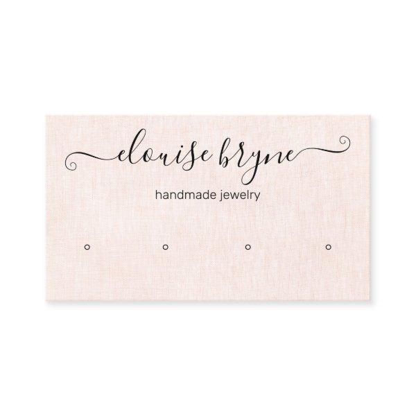 4 Four Hole Earring Pink Linen Script Display