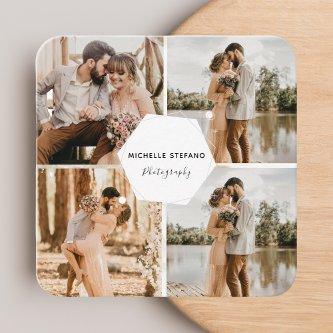 4 Photo Wedding Collage Photographer QR Code Frame Square