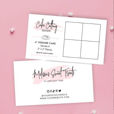 4" Square Cake Cutting Guide 2x2 Party Servings Enclosure Card