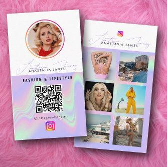 6 Photo Feed Grid Social Media QR Code Holographic