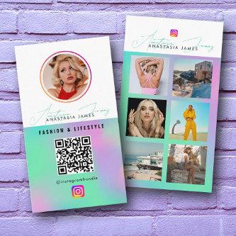 6 Photo Feed Grid Social Media QR Code Holographic