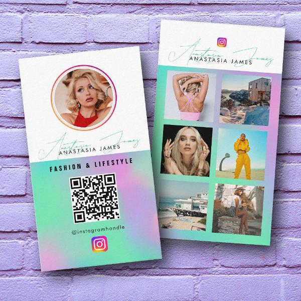 6 Photo Feed Grid Social Media QR Code Holographic