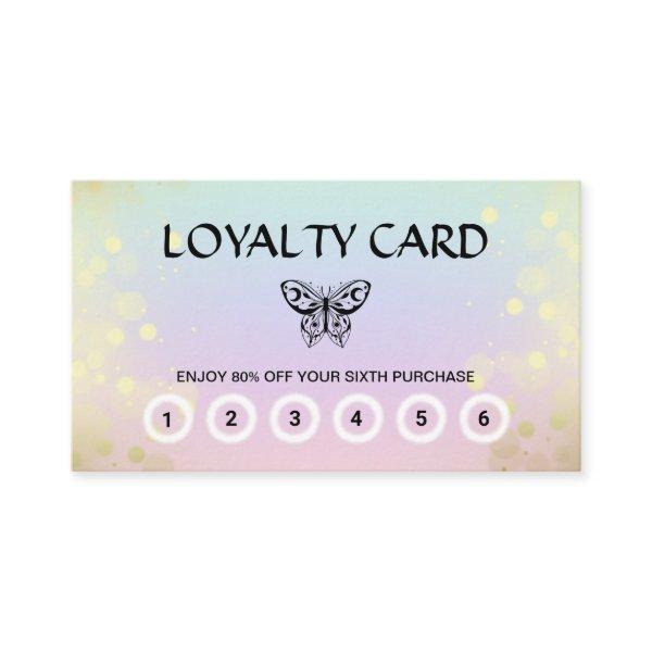 *~* 6 Punch Butterfly Moth Magic Rainbow Pastel  Loyalty Card